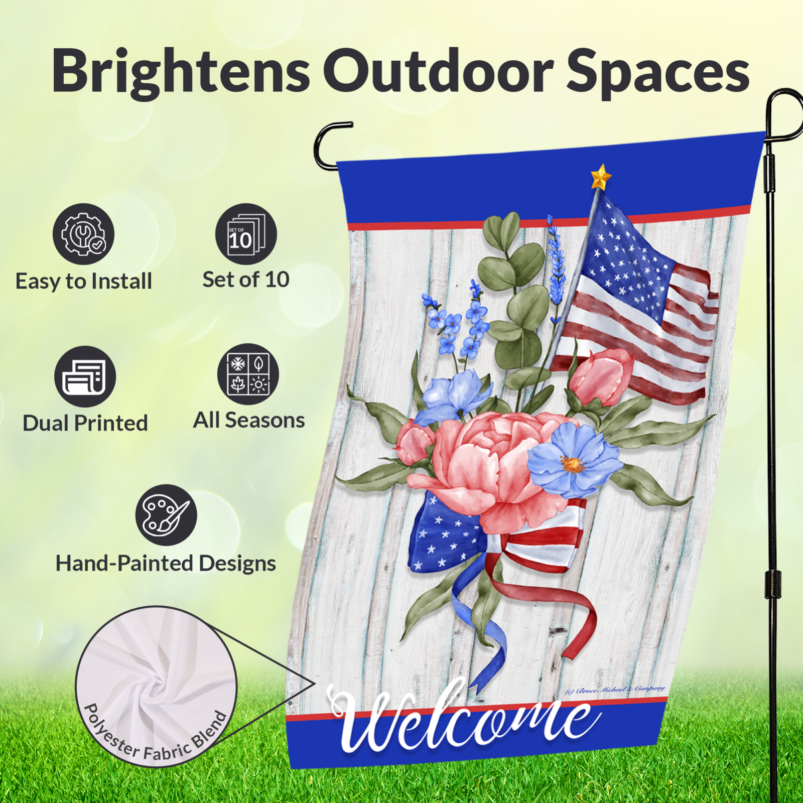 Garden Flags (Set of 10) 12x18 Inch Double Sided Yard Flags Seasons Holidays