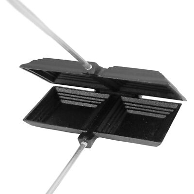 26.7''NEW DOUBLE Cast Iron Square Pudgy Pie Maker Campfire Pudgie Sandwich Cooker