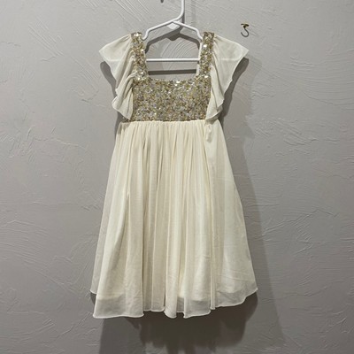 Mud Pie Cream Sequin Flowy Dress New Without Tags-2T