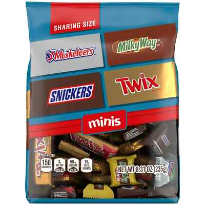 Mars Mixed Assorted Chocolate Minis Bars Snickers Twix Variety Pack 8.31oz
