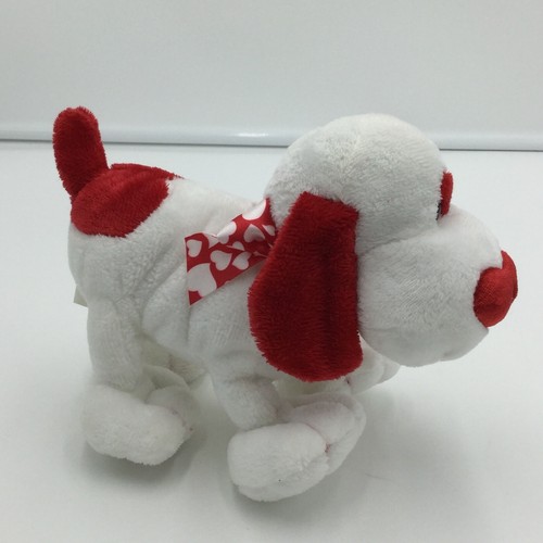 Walmart Red White Puppy Dog Plush Heart Nose Soft Toy Stuffed Animal 7