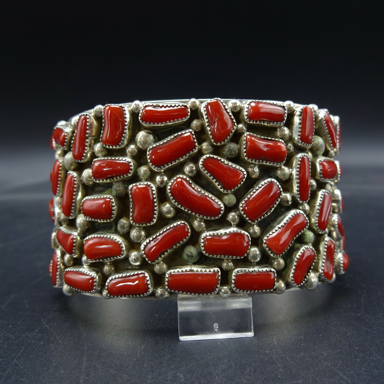 Outstanding Darlne Begay Native American Navajo Signed Coral Sterling Silver Bracelet Outstanding Darlne Begay Native American Navajo Signed Coral Sterling Silver Bracelet