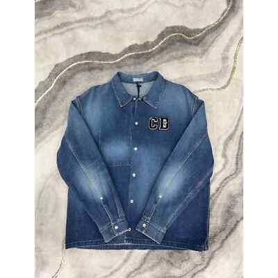 Pre-owned Dior And Kenny Scharf Blue Denim Jeans Overshirt Shirt Jacket Long Sleeve 54