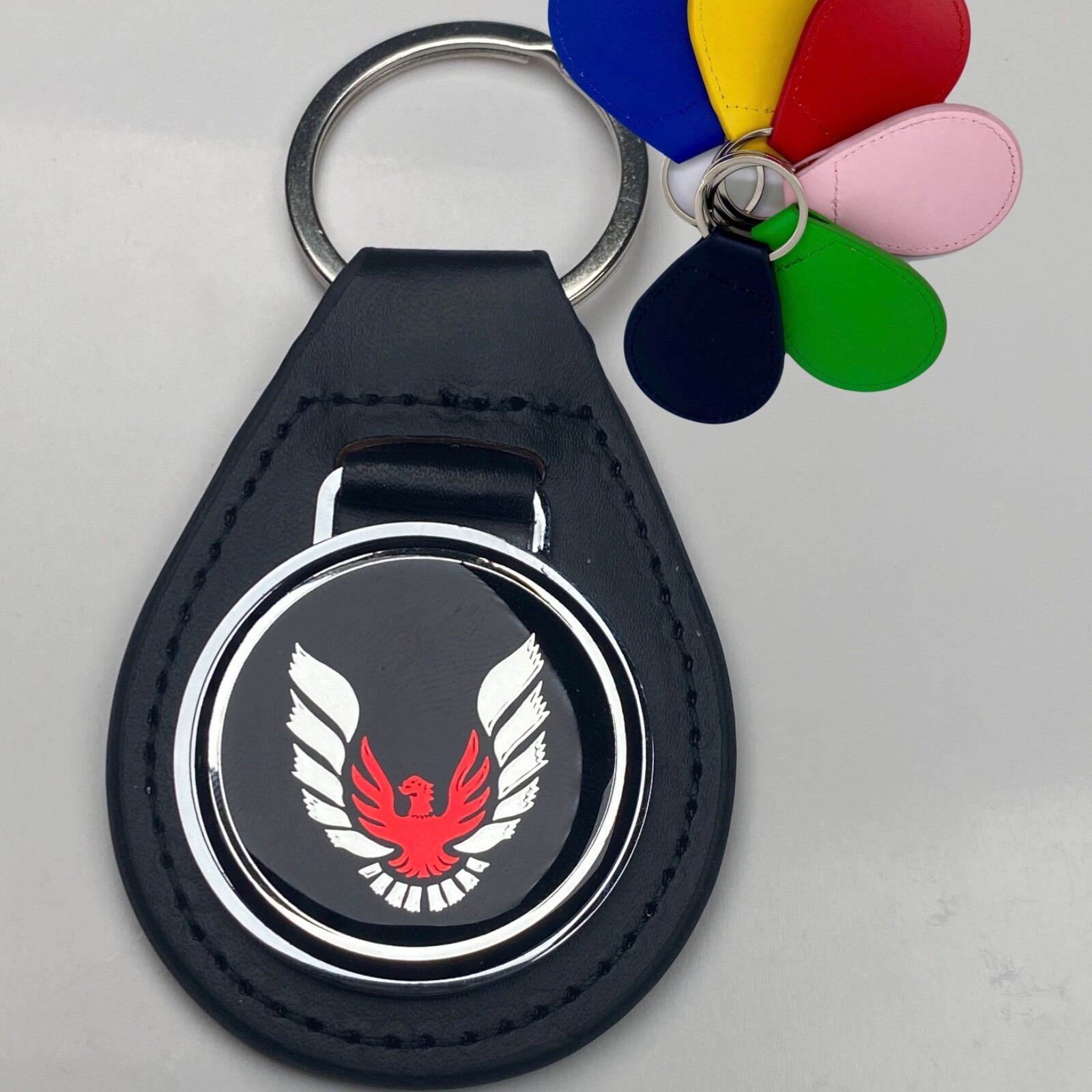 VINTAGE 1970s PONTIAC FIREBIRD TRANS AM Leather Key Chain Ring Fob