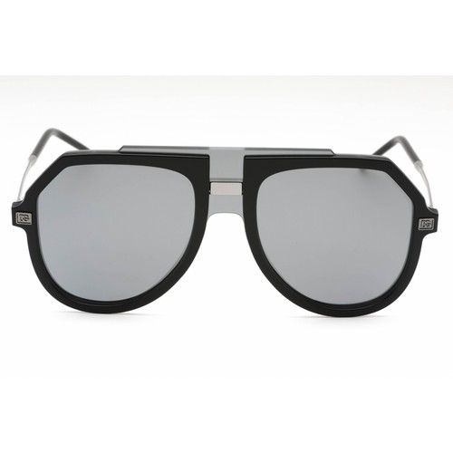 Pre-owned Dolce & Gabbana Men's Sunglasses Black Plastic Aviator Full Rim 0dg6195 501/6g In Gray