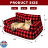 FAMIDGE Cat Couch Bed - Cat Bed for Indoor Cats, Calming Pet Sofa Puppy Sleeping Bed with Removable Washable Cover, Cute Dog Couch and Kitty Lounge Chair for 18lbs Cats and Small Dogs(Red and Black)