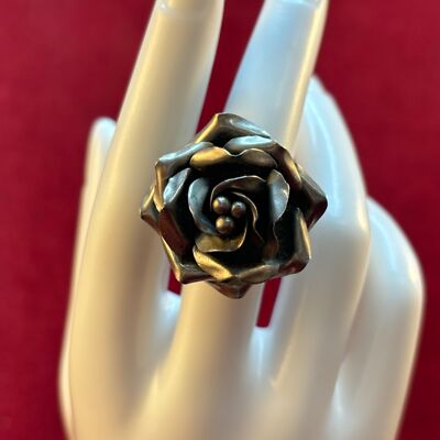 Sterling Silver 925 Rose Flower Ring Size 6.5 (J) MO#8767
