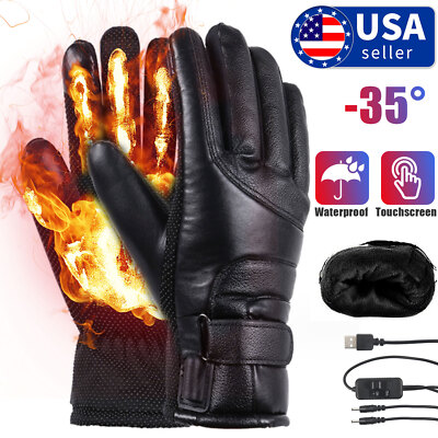 Winter Electric Mitten Heated Gloves Full Finger Warmer USB Rechargeable Warm