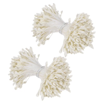 680-Pack 3mm Mini Double Heads Artificial Flower Stamen Pistil [Cream White]