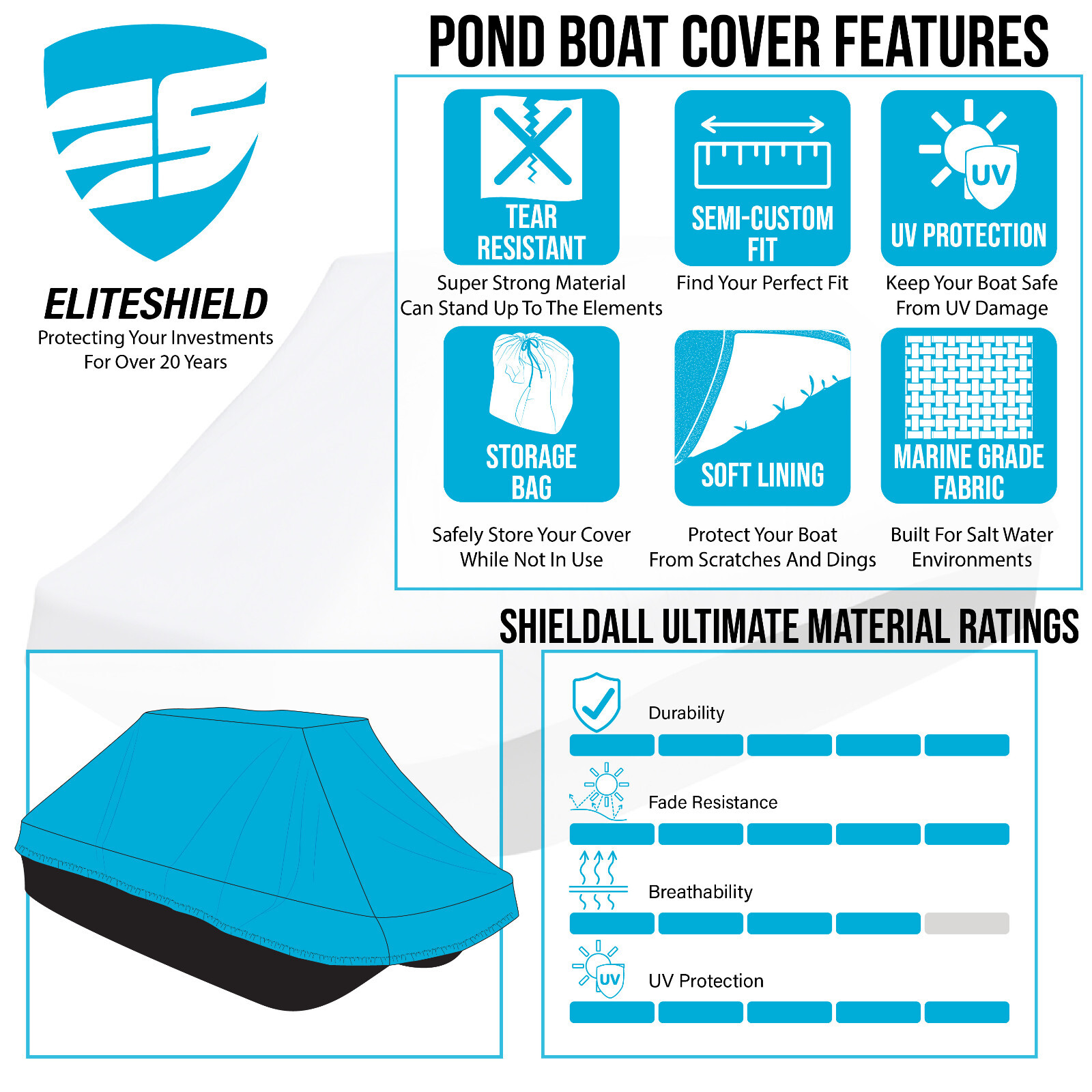 Silver Guard Molded Pond Boat Storage Cover 8' -10'L 49"W All Weather