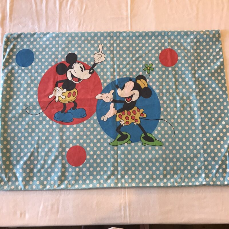 70s Disney Pillowcase￼ Mickey Minnie Mouse Donald Daisy Duck Vintage Polkadot￼