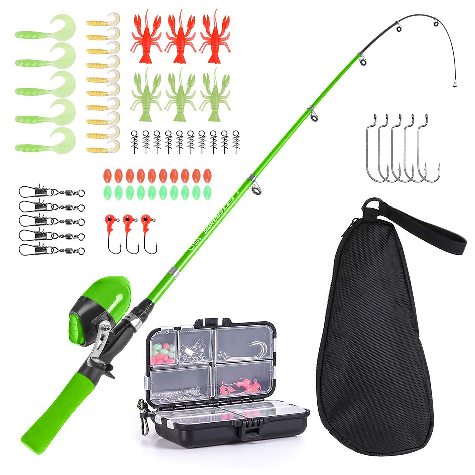 Kids Fishing Rod and Reel Combo Full Kit 1.5m Telescopic Fishing Casting Rod Spi