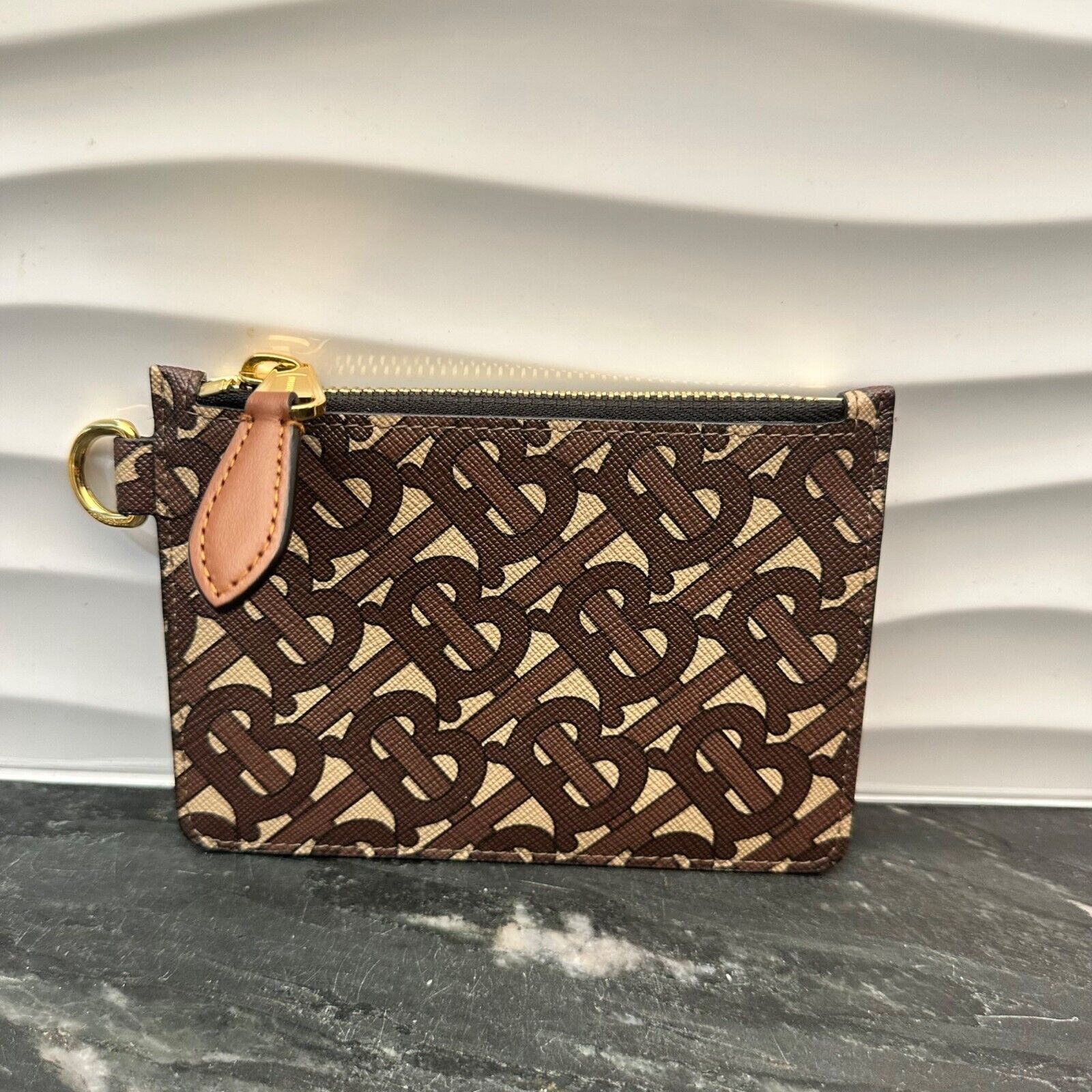 Burberry TB Monogram Zip Coated Canvas Zip Coin Pouch Small Burberry TB Monogram Zip Coated Canvas Zip Coin Pouch Small