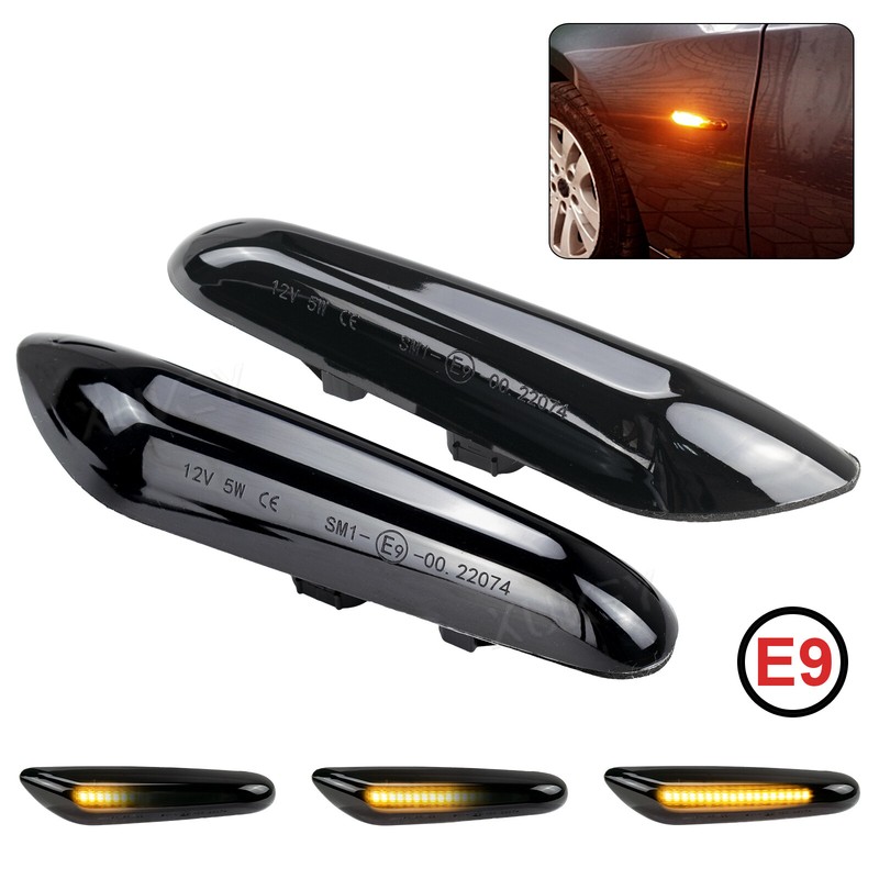 For BMW E60 E82 E83 E90 E92 E46 Led Side Marker Turn Signal Lights Dynamic Smoke