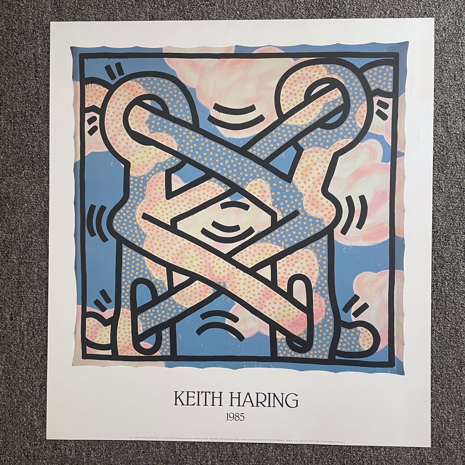 Original Keith Haring Poster - 1985 Art attack on AIDS