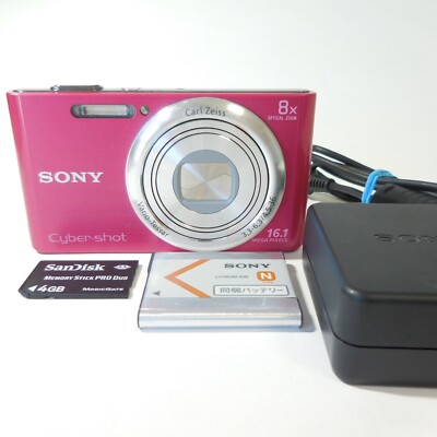 SONY Cyber-shot DSC-W730 Pink Digital Camera w/Battery Charger Memory Stick