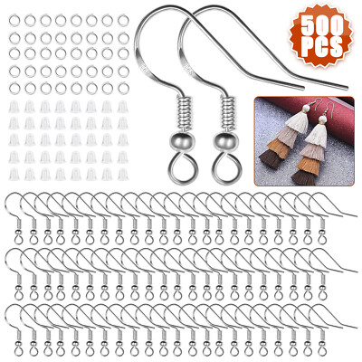 500/1000 PCS Jewelry Making Findings 925 Sterling Silver Earring Hooks Ear Plugs