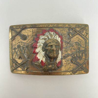 Vintage George Thoresen Robbins Co. Native American Indian Chief Belt Buckle