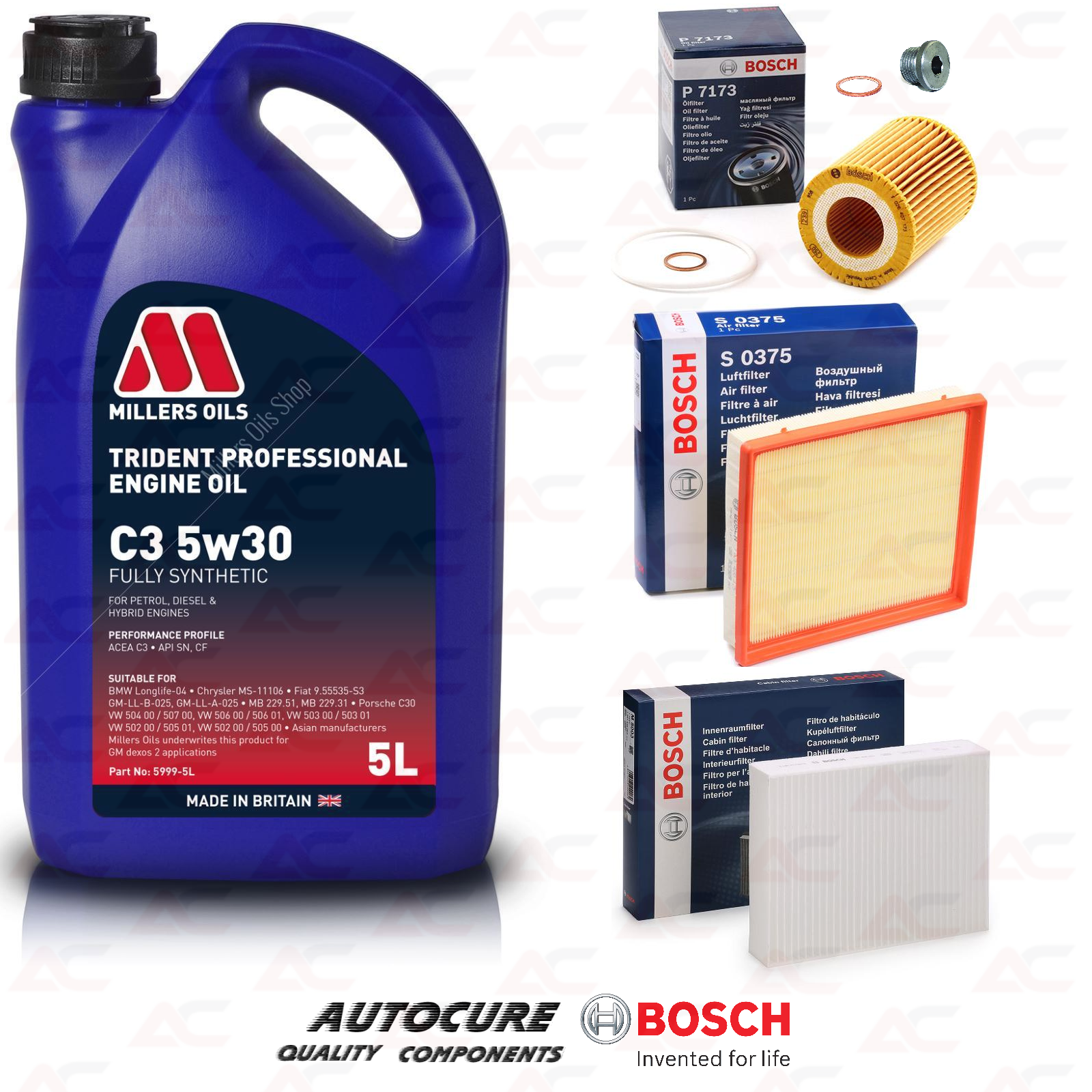 FITS BMW 1 SERIES 1.6 116i F20 BOSCH® SERVICE KIT + 5 LITRES OIL 2011 - 2016