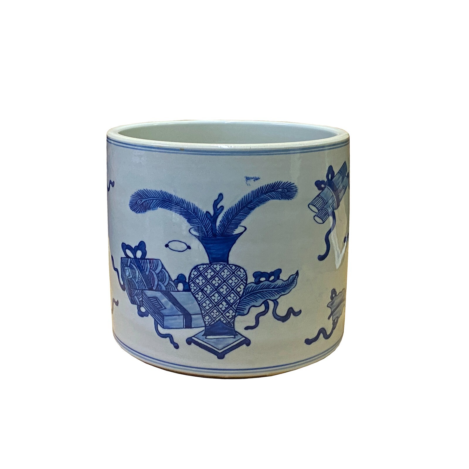 Chinese Blue & White Porcelain Treasure Scenery Brush Holder Pot ws2712S Chinese Blue & White Porcelain Treasure Scenery Brush Holder Pot ws2712S