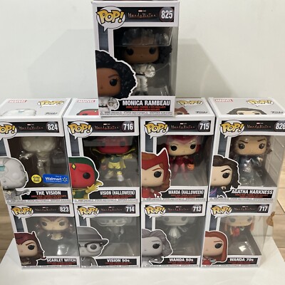 Marvel Funko Pop Lot of 9 All Wandavision Vision Wanda Monica and Agatha