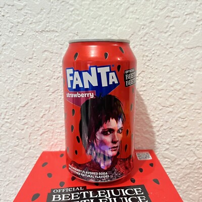 NEW LIMITED EDITION BEETLEJUICE MOVIE WINONA RYDER STRAWBERRY FANTA SODA 12OZ