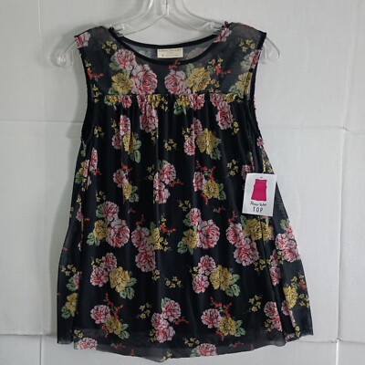 Bobby Brooks Sheer Yoke Top Women's Size S Small Floral Print NWT