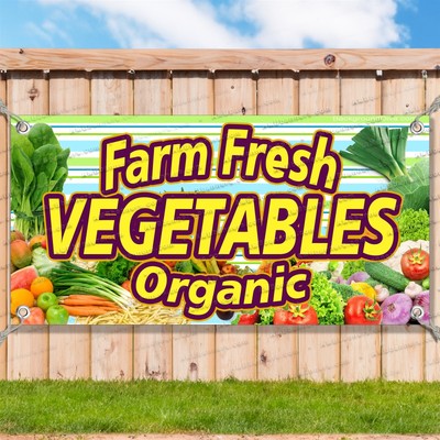 FARM FRESH VEGETABLES ORGANIC Advertising Vinyl Banner Flag Sign Many Sizes USA