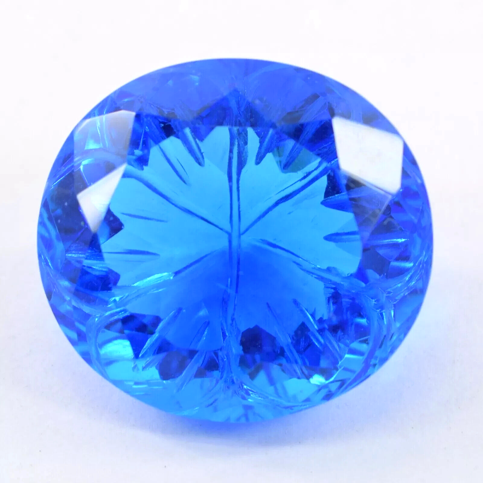 120 Ct EGL Certified Natural Blue Topaz Round Curving Cut AAA+ Loose Gemstone