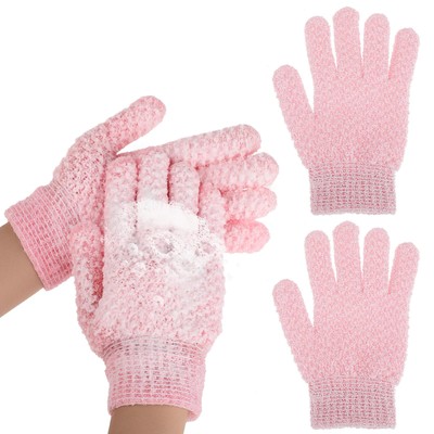 Shower Exfoliating Mitts, Double Sided Microfibre Body Exfoliating Gloves for...