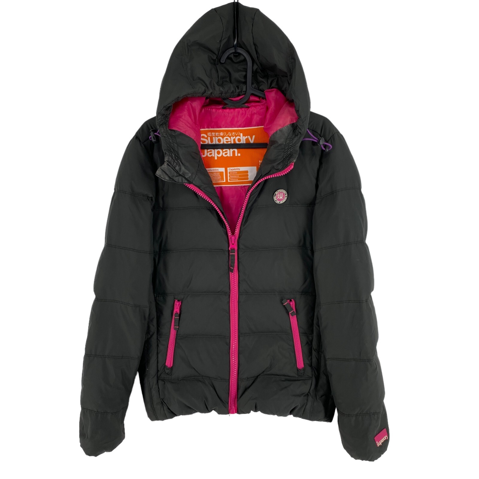 SuperDRY ソフトシェル　ジャケット　レディースM Superdry JAPAN Dark Grey Hooded Down Puffer Jacket Coat Size