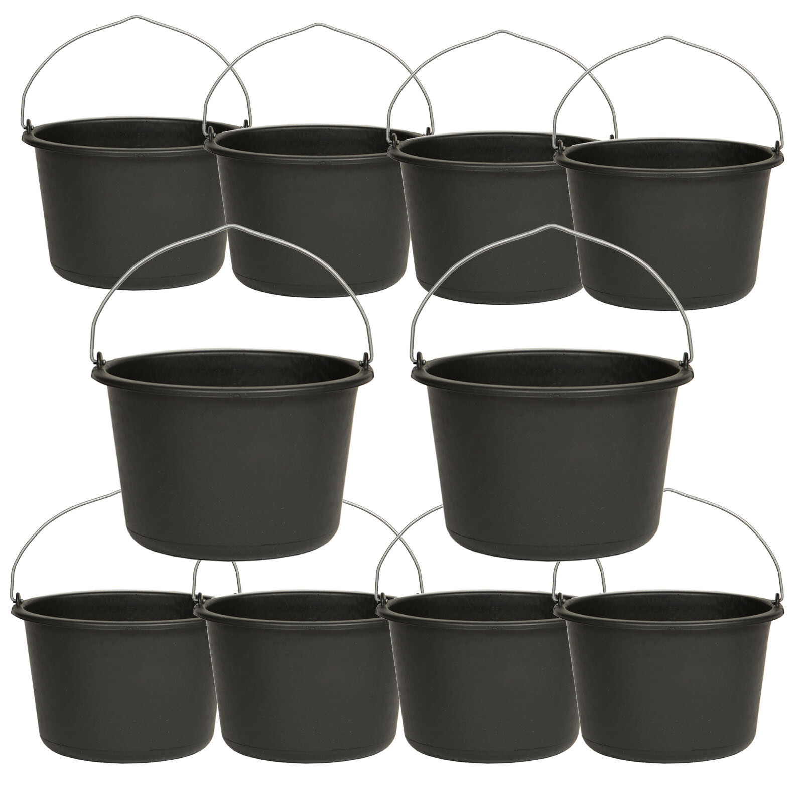 10x Baueimer PE schwarz Profi-Line 12 Liter