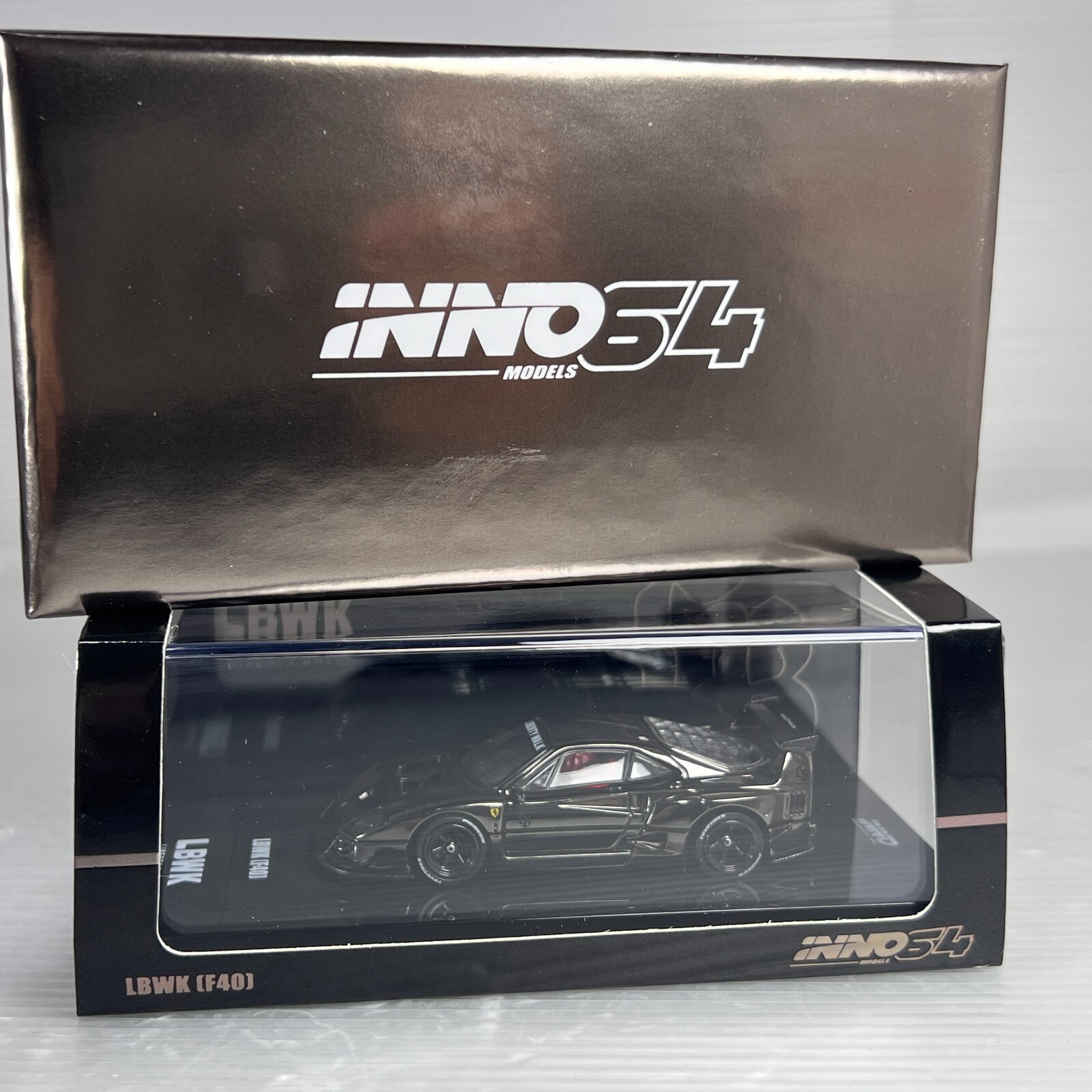 1/64 INNO64 Ferrari F40 LBWK Widbody Chrome Black 2023 IN64