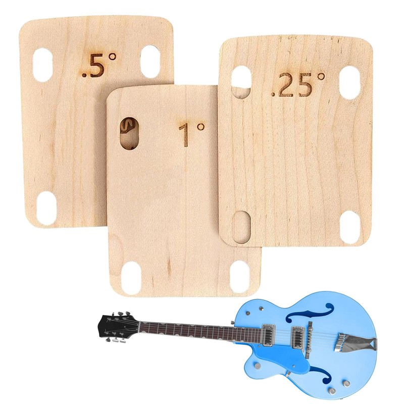 3Pcs Wooden Guitar Neck Shims .25/.5/1 Degree Neck Gasket For Guitar And Bass