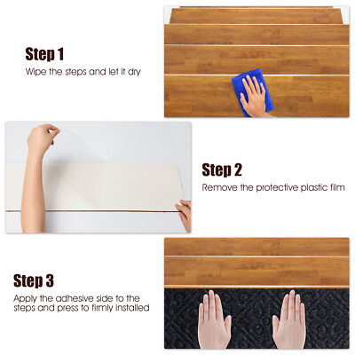 Costway 15 PCS Slip-resistant Stair Mats 30" x 8" Non-Slip Stair Treads Carpet