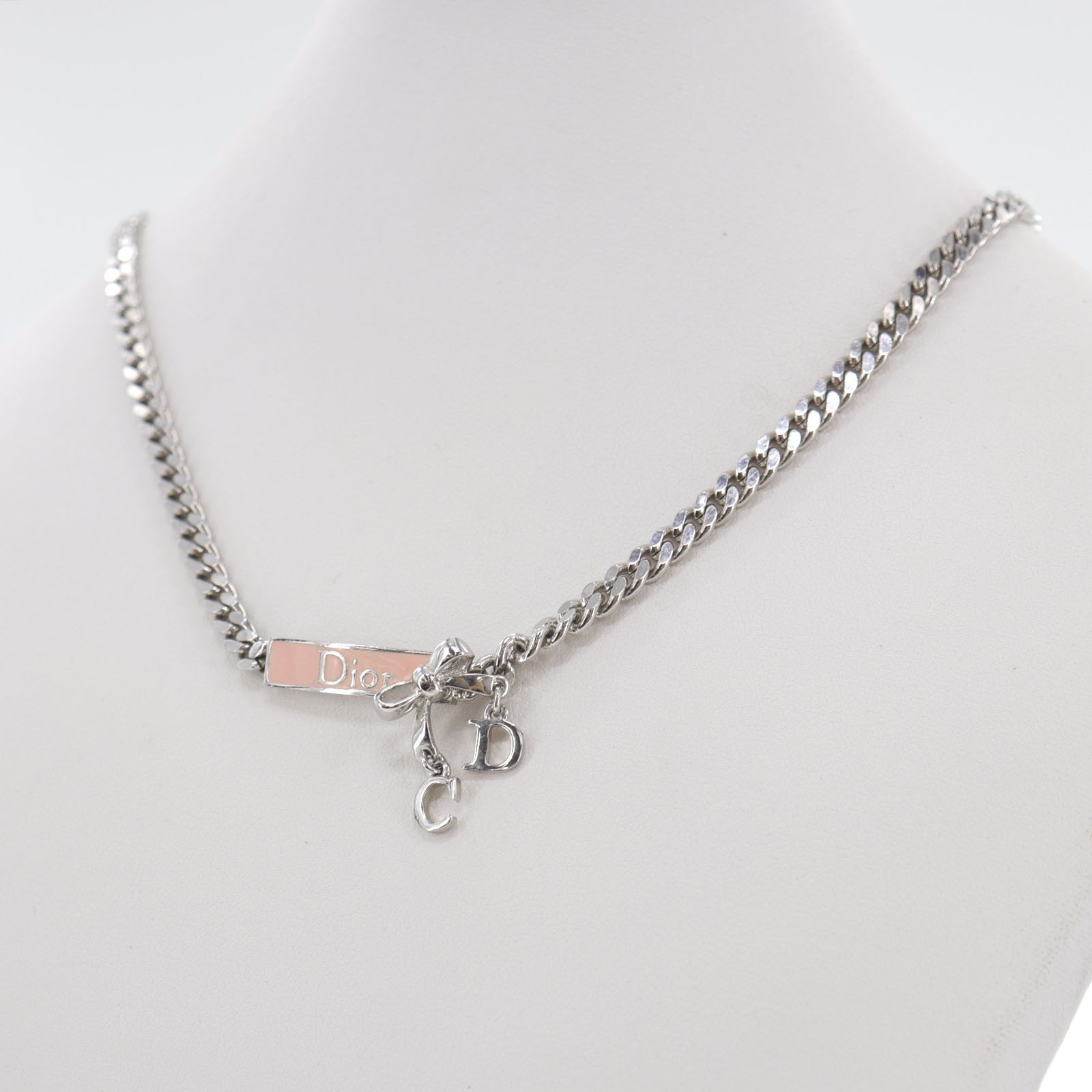 Dior silver 925 ネックレス　necklace Petit CD Necklace Silver-Finish Metal and White Crystals | DIOR