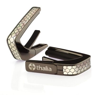 Thalia Premium Series Black Chrome Finish Guitar Capo, Pearl Dragon Scales