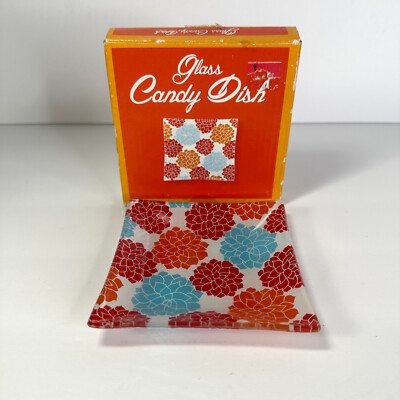 Glass Candy Dish Floral Design Horizon Co