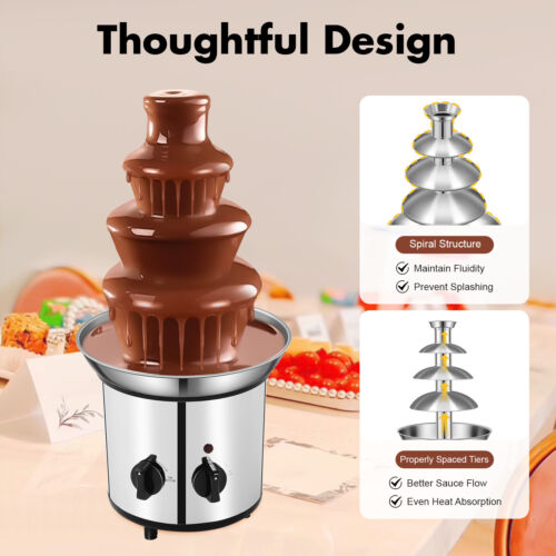 Chocolate Fountain Machine 4 Tier Stainless Steel Luxury