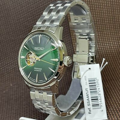 Pre-owned Seiko Ssa441j1 Presage Cocktail Open Heart Green Analog Automatic Japan Watch