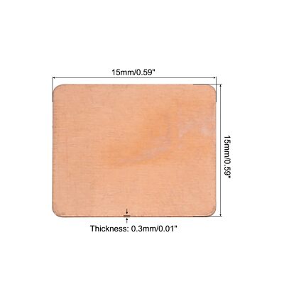 Copper Sheet Shim 0.3mm 15x15mm Thermal Adhesive for CPU Cooling 5 Set