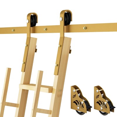 6.6FT-16FT Modern Gold Sliding Library Ladder Track Hardware Kit(No Ladder)