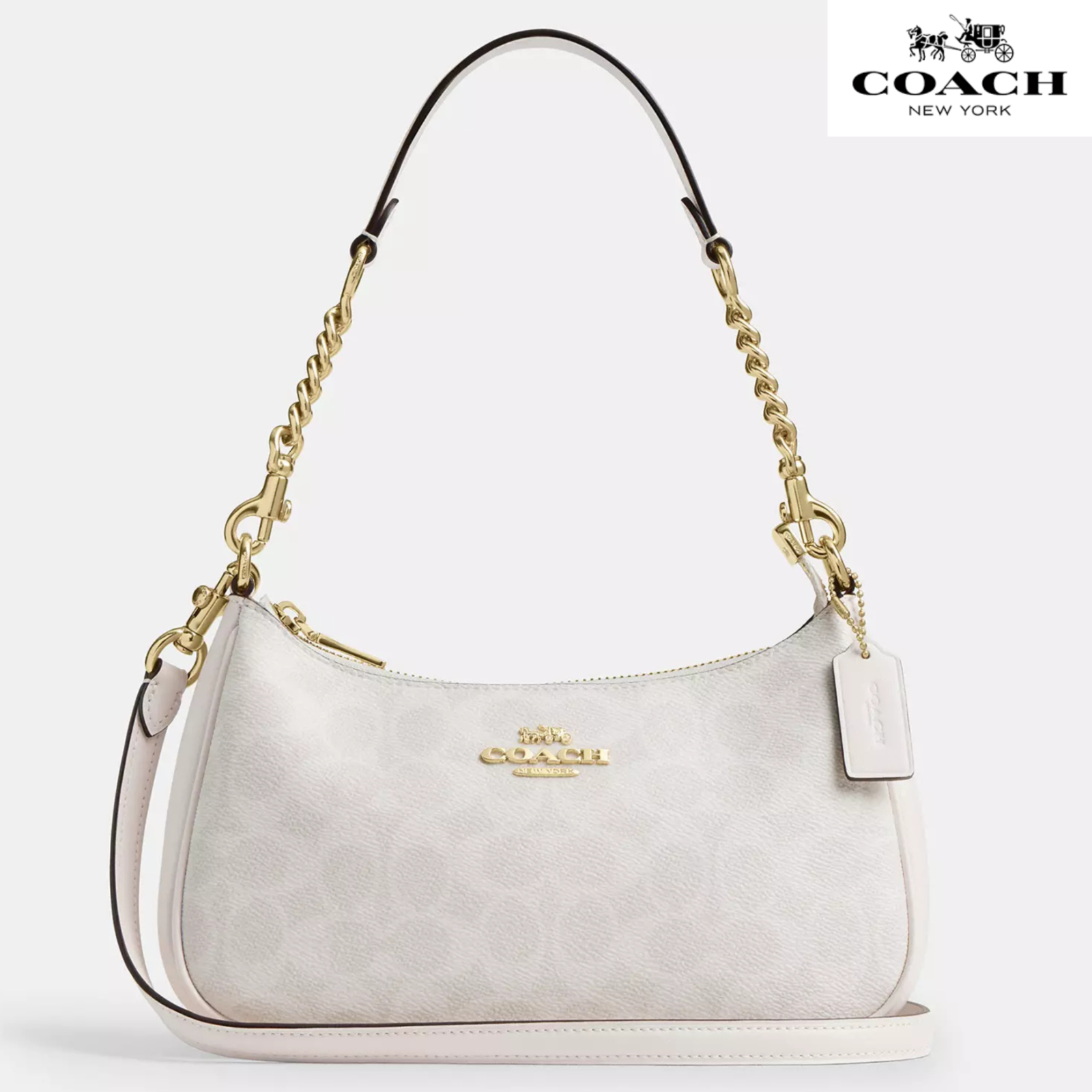 Coach Teri Shoulder Bag In Signature Canvas with chain strap