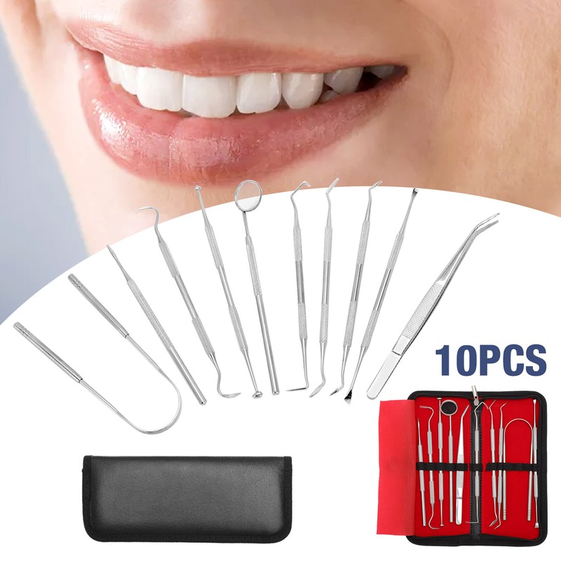 10tlg Dental Set Zahnsonde Zahnpflege Zahnreinigung Werkzeuge Mundspiegel DE