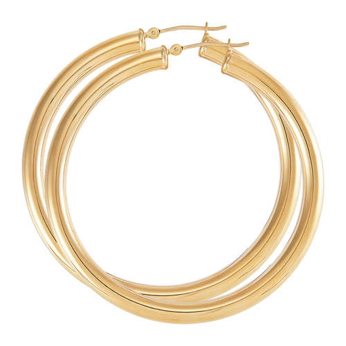 Pre-owned Collection Welry Simply Gold™  50mm Round Tube Hoop Earrings In 14k Yellow Gold