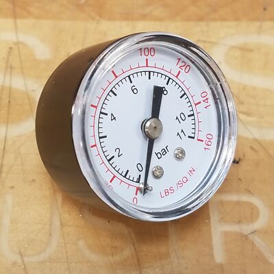 Master Pneumatic 70MDD Pressure Gauge, 0-160 KPA, 0-11 Bar - NEW