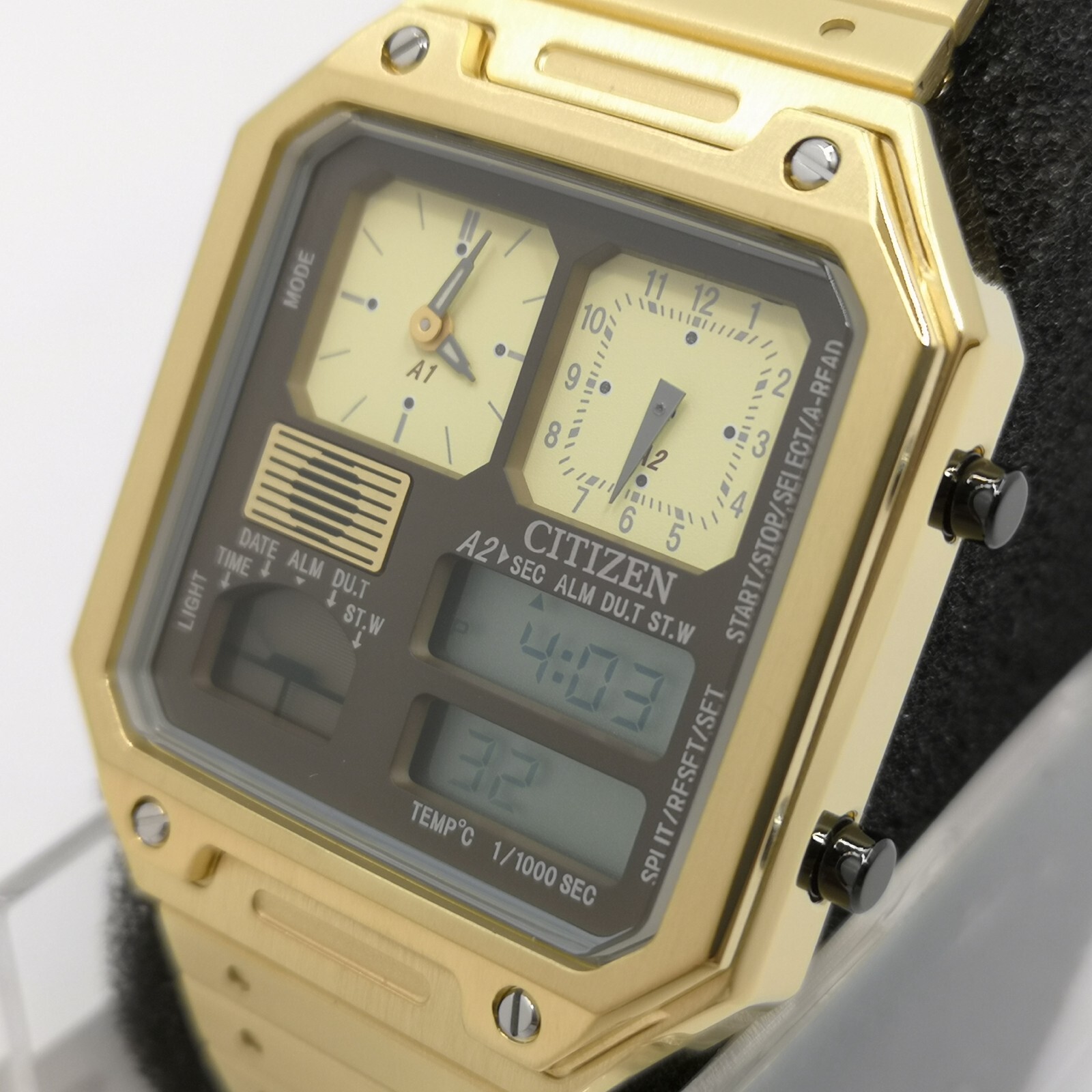 Pre-owned Citizen Record Label Jg2122-60w Gold Chronograph Men's Watch In Box