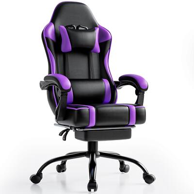 Gaming Chair with Footrest, Pu Leather Video Game Chairs for Adults, Reclining G