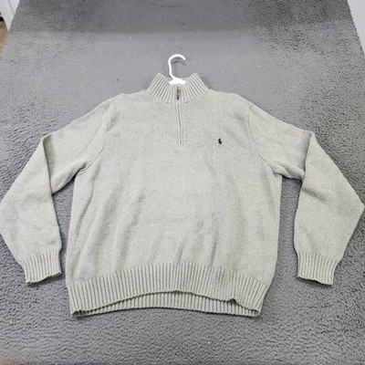Polo By Ralph Lauren Sweater Mens 2XL Gray Quarter Zip Mock Neck Pima Cotton