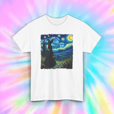 Witch Starry Night T-Shirt | Halloween Van Gogh Parody Tee S-5XL